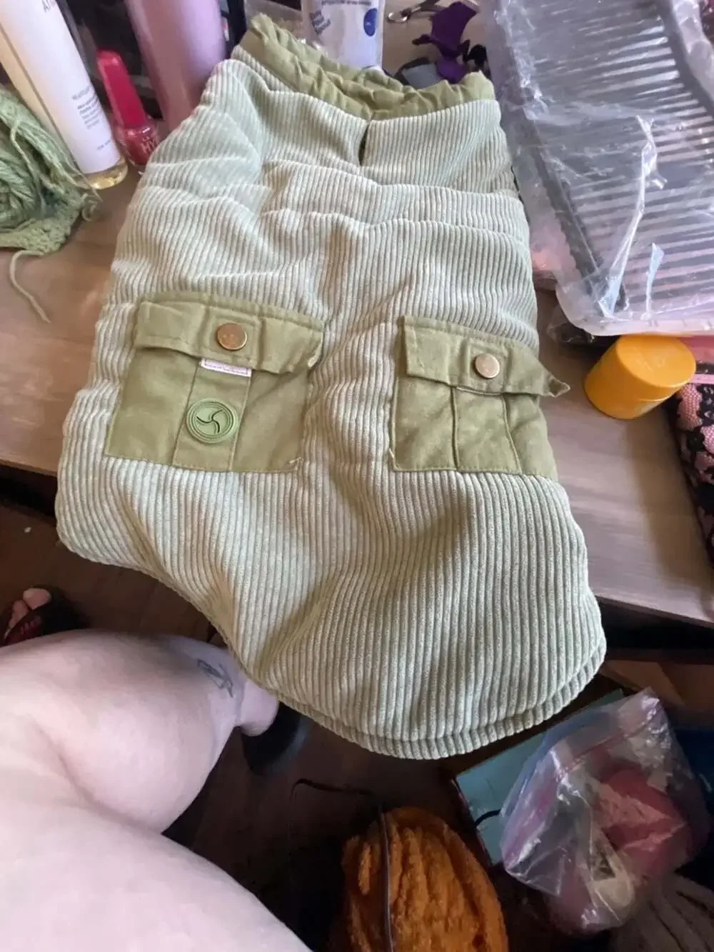 YOULY The Trailblazer Olive Corduroy Dog Vest Jacket